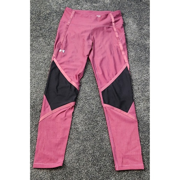 Under Armour Compression Leggings HeatGear Athletic‎ Black Pink Medium - Picture 1 of 6